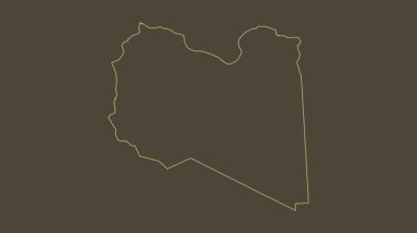 Libya haritası - çizgi film. Sınır. Sepya.