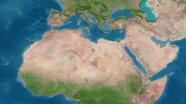 Libya haritası - çıkartma. Sınır. Uydu. Etiketler