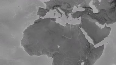 Libya haritası - süzül. Sınır. Gri Tonlama.