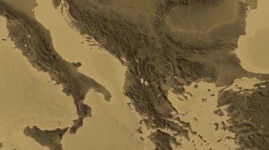 Makedonya haritası - süzül. Sınır. Sepya.