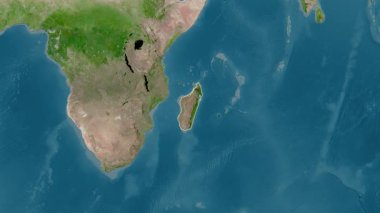 Madagaskar haritası - özüt. Sınır. Uydu. Etiketler