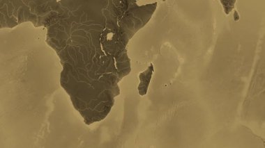 Madagaskar haritası - süzül. Sınır. Sepya.