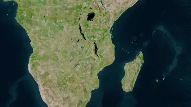 Malawi haritası. Sınır. Uydu. Etiketler