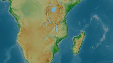 Malawi haritası. Sınır. Fiziksel olarak. Etiketler