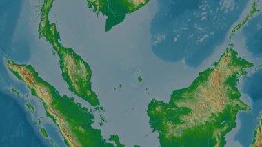 Malezya haritası - sür. Sınır. Fiziksel.