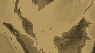 Malezya haritası - sür. Sınır. Sepya.