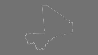 Mali haritası - çizgi film. Sınır. Gri Tonlama.