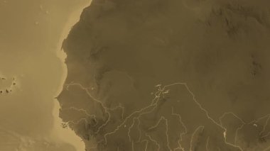 Mali haritası - sür. Sınır. Sepya.