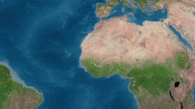 Mali haritası - süzül. Sınır. Uydu.