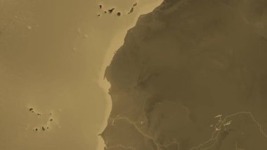 Moritanya haritası - sür. Sınır. Sepya.