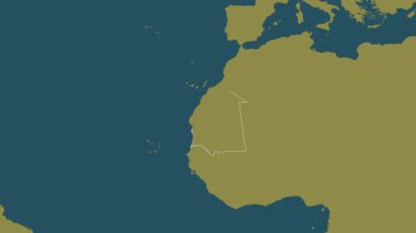 Moritanya haritası - süzül. Sınır. Desen.