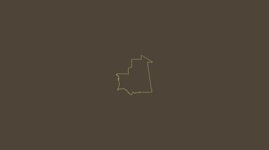 Moritanya haritası - sağlam. Sınır. Sepia. Etiketler