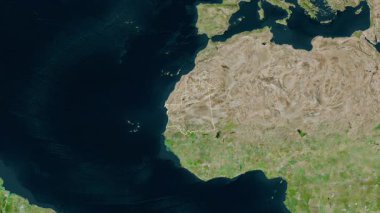 Moritanya haritası - yakınlaştır. Sınır. Uydu.