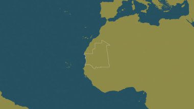 Moritanya haritası - yakınlaştır. Sınır. Desen.