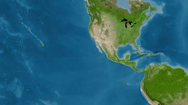 Meksika haritası - süzül. Sınır. Uydu.