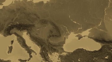 Moldova haritası - süzül. Sınır. Sepya.