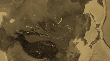 Moğolistan haritası - süzül. Sınır. Sepya.