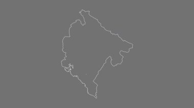 Karadağ haritası - çizgi film. Sınır. Gri Tonlama.