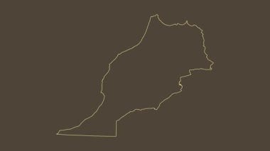 Fas haritası - çizgi film. Sınır. Sepya.