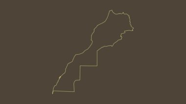 Batı Sahra haritalı Fas karikatürü. Sınır. Sepya.