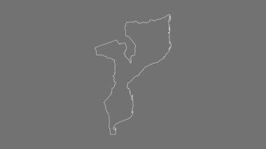 Mozambik haritası - çizgi film. Sınır. Gri Tonlama.