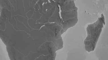 Mozambik haritası - sür. Sınır. Gri Tonlama.