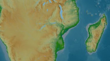 Mozambik haritası - sür. Sınır. Fiziksel.