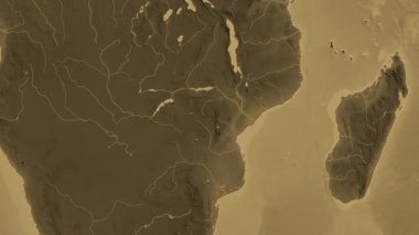 Mozambik haritası - sür. Sınır. Sepya.