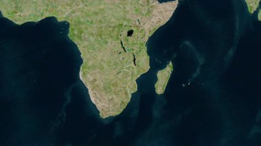 Mozambik haritası - süzül. Sınır. Uydu.