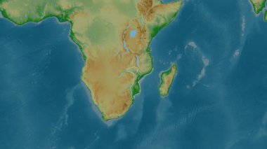 Mozambik haritası - süzül. Sınır. Fiziksel.