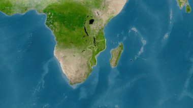 Mozambik haritası - yakınlaştır. Sınır. Uydu.