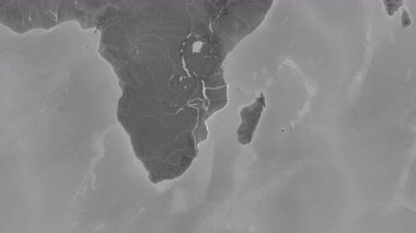 Mozambik haritası - yakınlaştır. Sınır. Gri Tonlama.