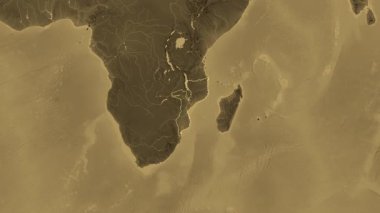 Mozambik haritası - yakınlaştır. Sınır. Sepya.