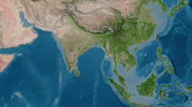 Myanmar haritası - süzül. Sınır. Uydu.