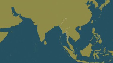 Myanmar haritası - süzül. Sınır. Desen.