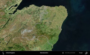 Aberdeenshire 'da. Birleşik Krallık 'ın B uydusu görüntülerinde özetlenmiş idari alanı