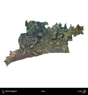 Arun. Birleşik Krallık 'ın idari alanı B uydusundaki görüntülerde beyaza izole edildi