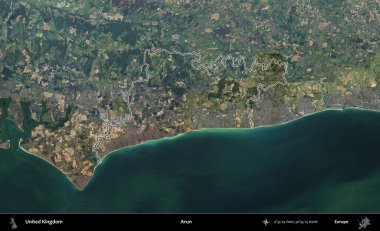 Arun. Birleşik Krallık 'ın B uydusu görüntülerinde özetlenmiş idari alanı