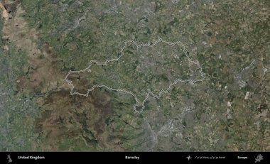 Barnsley. Birleşik Krallık 'ın B uydusu görüntülerinde özetlenmiş idari alanı