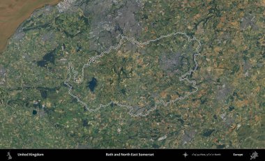 Bath ve Kuzey Doğu Somerset. Birleşik Krallık 'ın B uydusu görüntülerinde özetlenmiş idari alanı