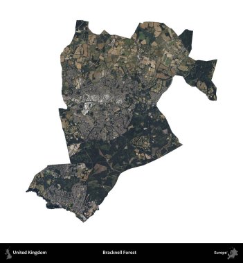 Bracknell Ormanı. Birleşik Krallık 'ın idari alanı B uydusundaki görüntülerde beyaza izole edildi
