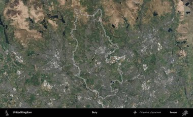 Gömmek. Birleşik Krallık 'ın B uydusu görüntülerinde özetlenmiş idari alanı