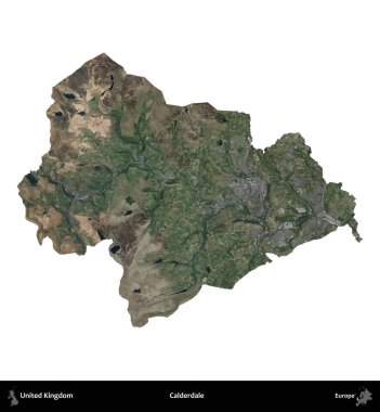 Calderdale 'de. Birleşik Krallık 'ın idari alanı B uydusundaki görüntülerde beyaza izole edildi