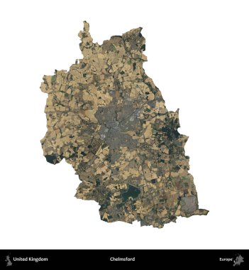 Chelmsford 'da. Birleşik Krallık 'ın idari alanı B uydusundaki görüntülerde beyaza izole edildi