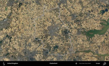 Chelmsford 'da. Birleşik Krallık 'ın B uydusu görüntülerinde özetlenmiş idari alanı