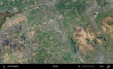 Chorley. Birleşik Krallık 'ın B uydusu görüntülerinde özetlenmiş idari alanı