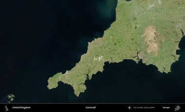 Cornwall 'da. B uydusunun görüntülerine göre Birleşik Krallık 'ın idari alanı
