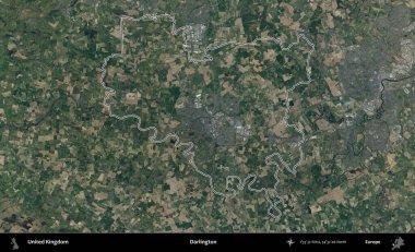 Darlington. Birleşik Krallık 'ın B uydusu görüntülerinde özetlenmiş idari alanı