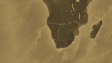 Namibya haritası - özüt. Sınır. Sepya.