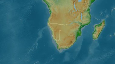 Namibya haritası - yakınlaştır. Sınır. Fiziksel.